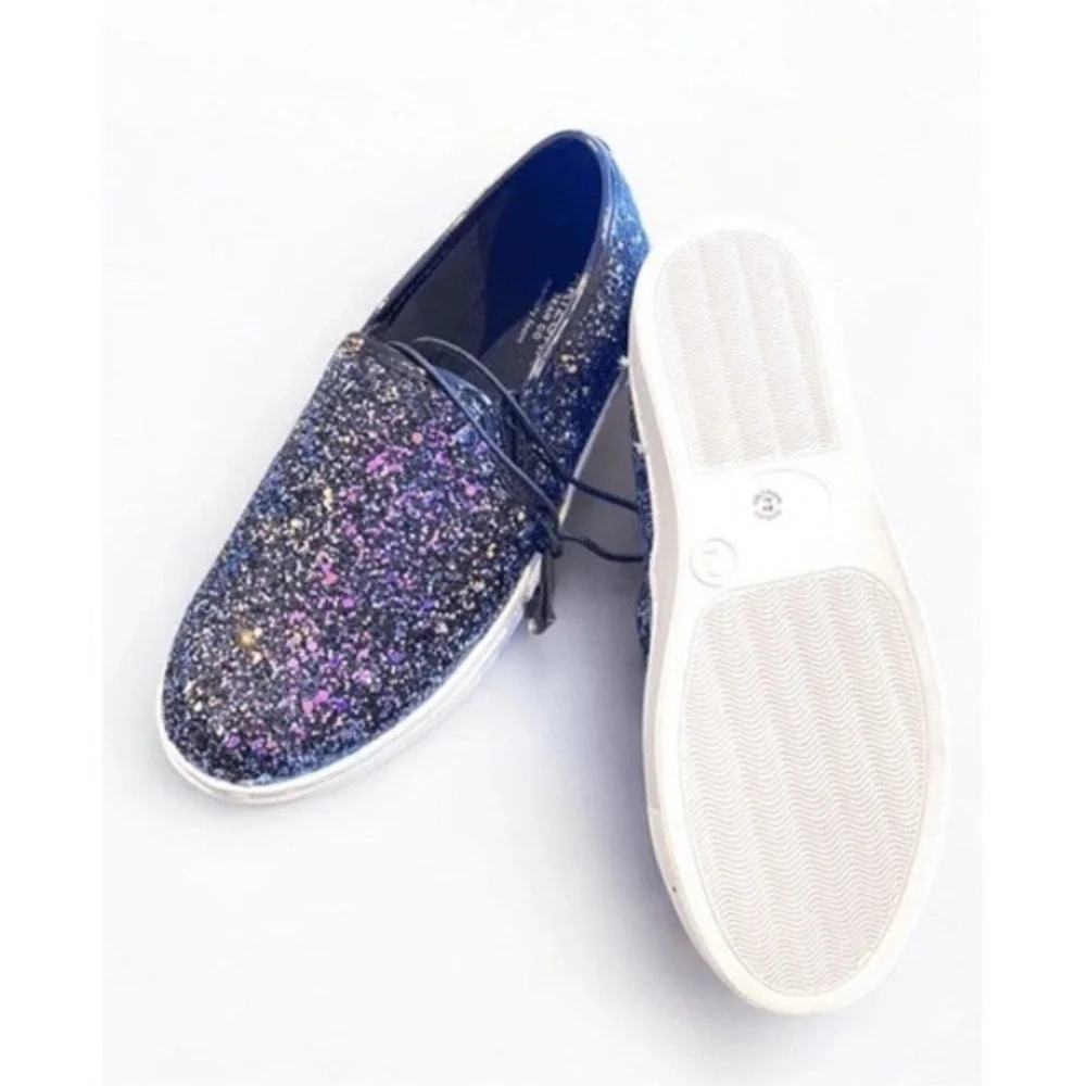 Arizona Jean Co Girls Glitter‎ Slip On Sneakers Shoes Size 2 M Black Memory Foam